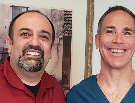 Doctor and patient smiling